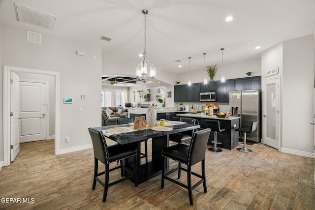 dining room featuring an inviting chandelier