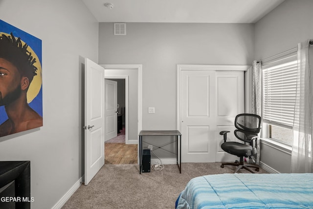 bedroom with carpet