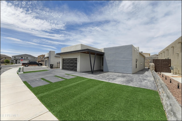 view of home's exterior with a lawn