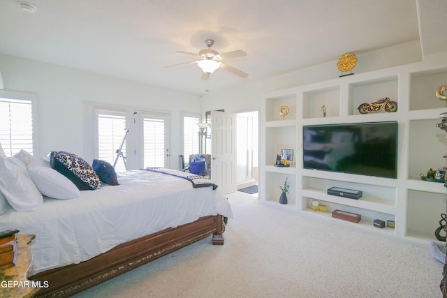 bedroom with carpet and ceiling fan