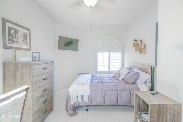 bedroom featuring carpet floors and ceiling fan