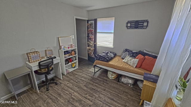 office space featuring dark hardwood / wood-style floors