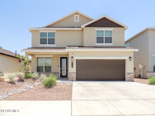 view of front of house with a garage