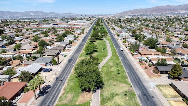 aerial view with a mountain view