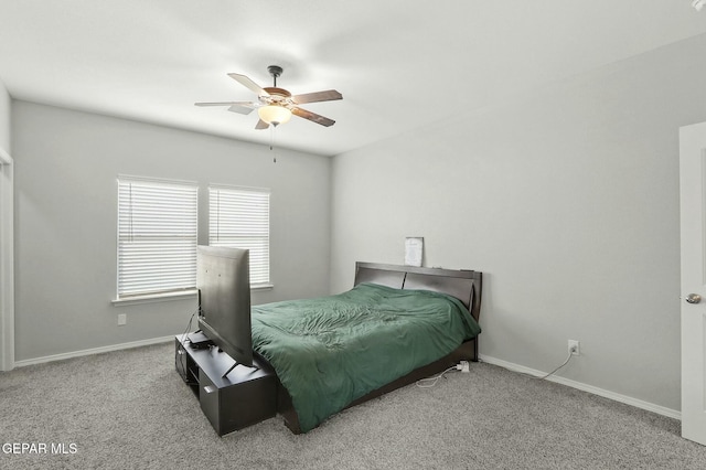 bedroom with carpet and ceiling fan