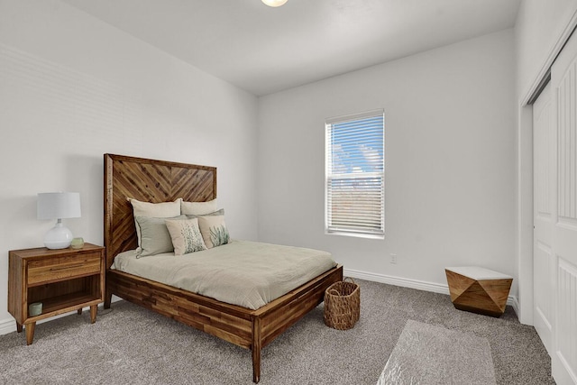 bedroom featuring carpet floors and a closet