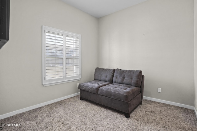 living area with carpet