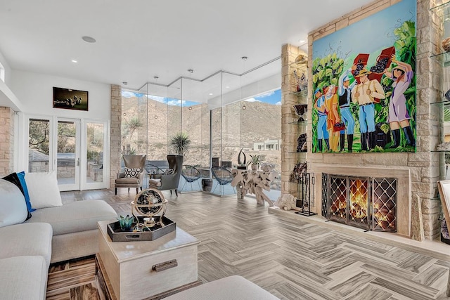 928 Singing Hills Dr, El Paso, TX 79912 - living area featuring a towering ceiling and recessed lighting