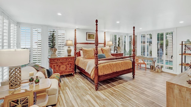 928 Singing Hills Dr, El Paso, TX 79912 - bedroom featuring recessed lighting, light wood-style flooring, and access to exterior