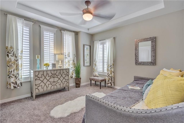 1701 Bull Ring St, El Paso, TX 79928 - bedroom featuring a raised ceiling, ceiling fan, and light carpet