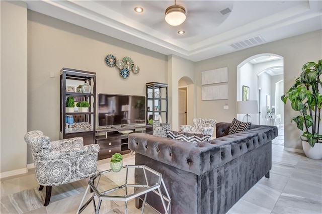 1701 Bull Ring St, El Paso, TX 79928 - living room featuring a raised ceiling