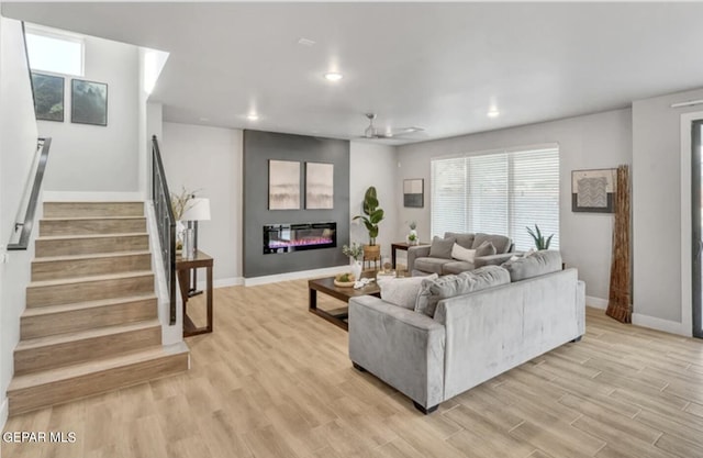 living room with light wood-type flooring