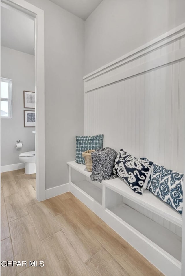 mudroom featuring light hardwood / wood-style flooring