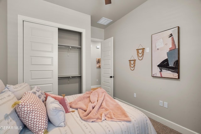 12741 Eltham Dr, Horizon City, TX 79928 - bedroom featuring a closet, baseboards, and carpet floors