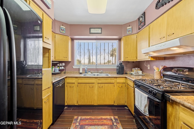 kitchen with sink and black appliances