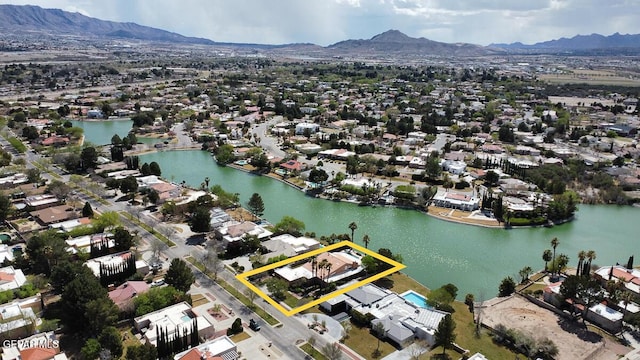 aerial view with a water and mountain view