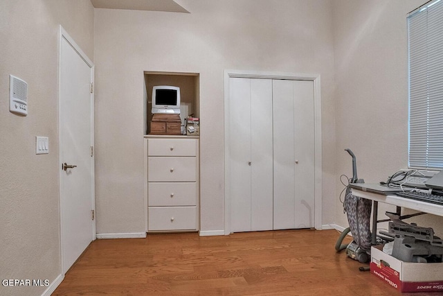 office area with light wood-type flooring