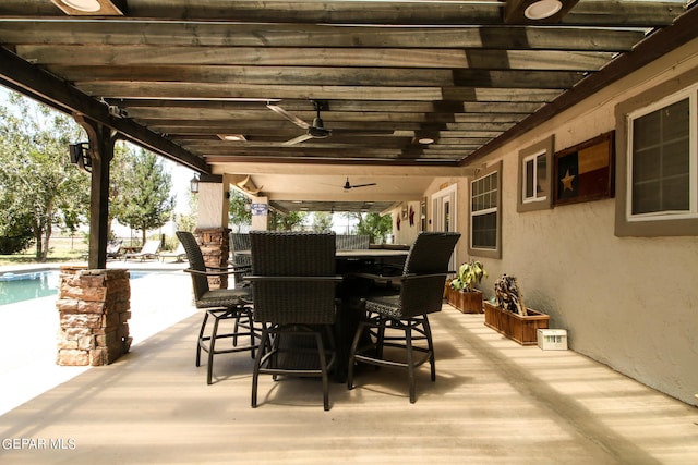 view of patio / terrace with ceiling fan