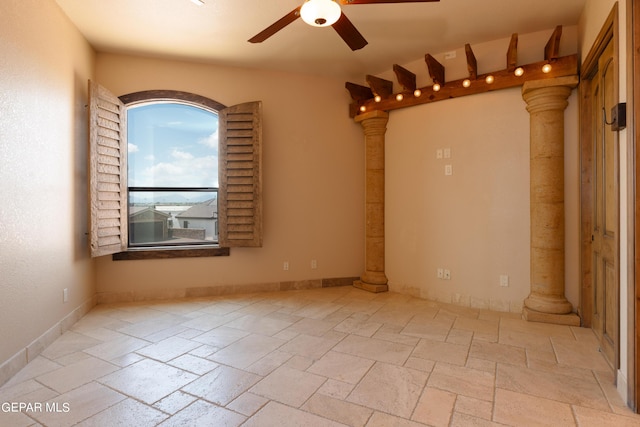 878 Cortona Pl, El Paso, TX 79928 - spare room featuring ceiling fan and ornate columns