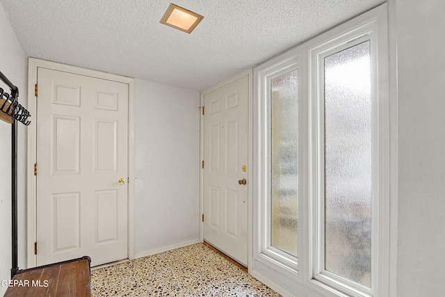 entrance foyer featuring a textured ceiling and a healthy amount of sunlight