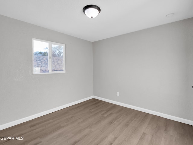 spare room featuring wood-type flooring