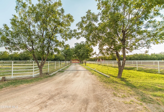 view of road featuring a rural view