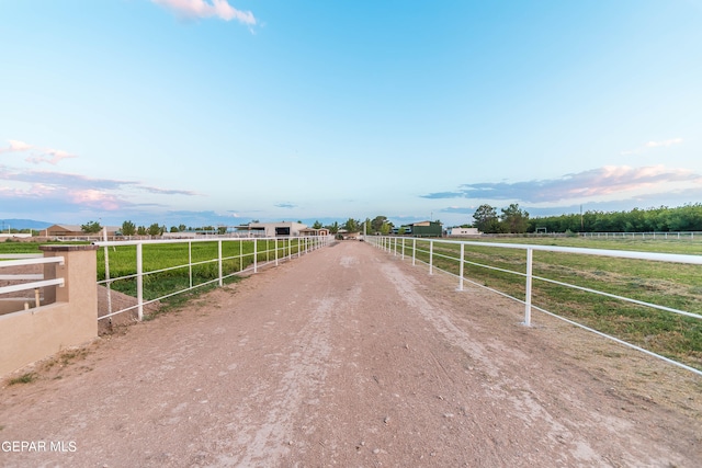 view of road featuring a rural view