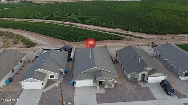 birds eye view of property featuring a rural view