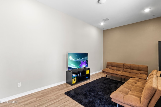 living room featuring light wood-type flooring