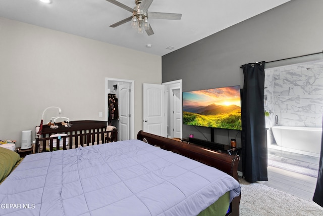 bedroom featuring ceiling fan