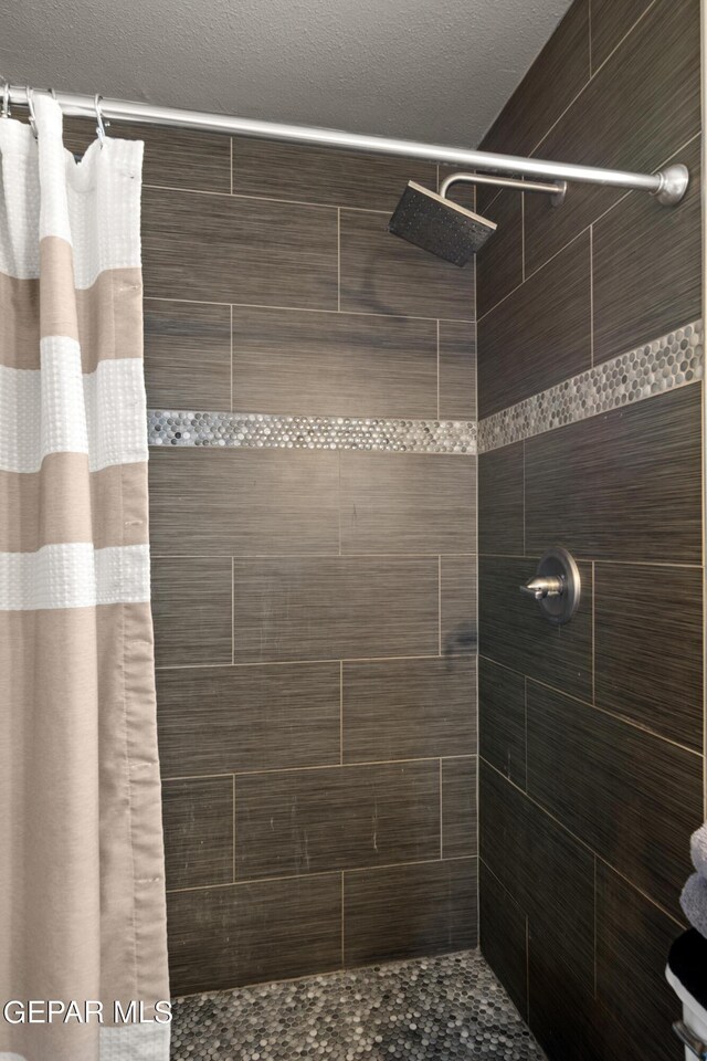 bathroom featuring a shower with shower curtain