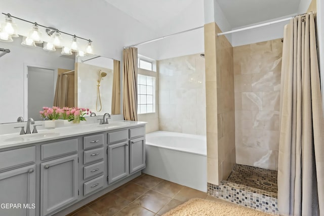 bathroom featuring vanity and tile patterned floors