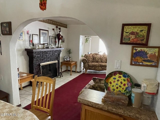 view of tiled living room