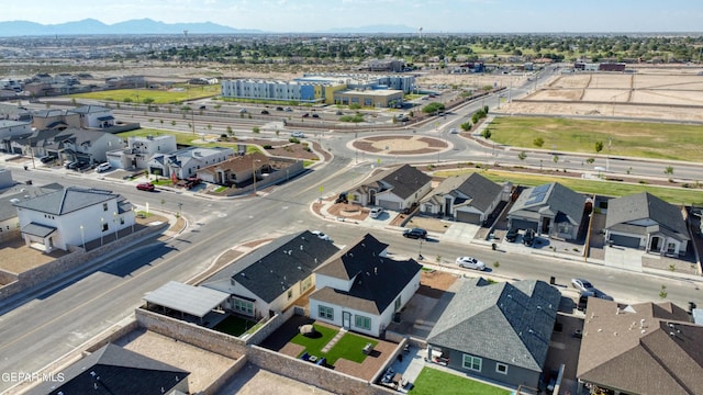 bird's eye view with a mountain view and a residential view