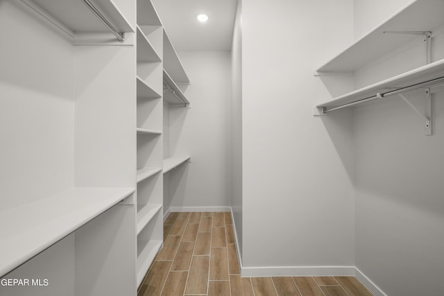 spacious closet featuring wood tiled floor