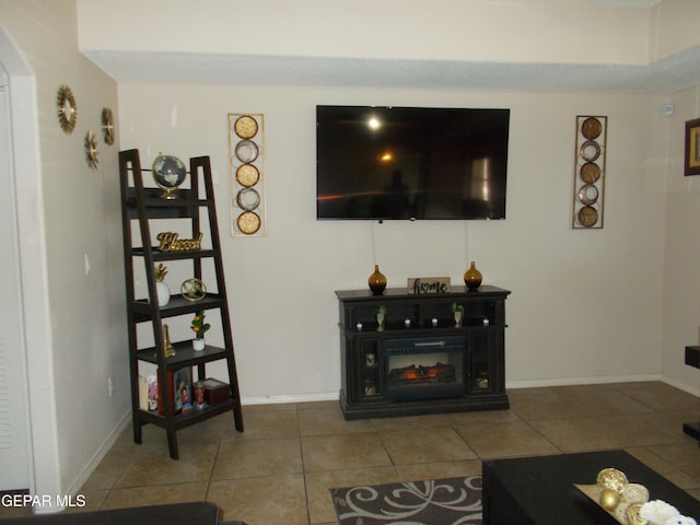 view of tiled living room