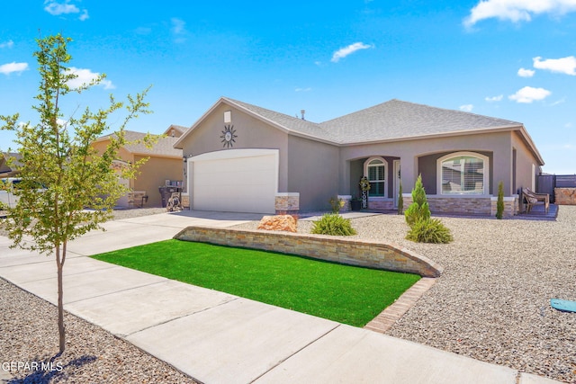 ranch-style home featuring a garage