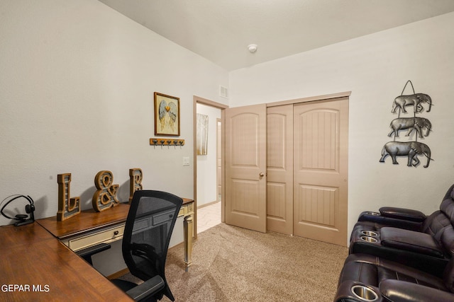 office space with light colored carpet