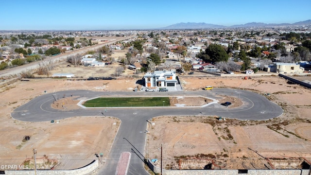 bird's eye view with a mountain view