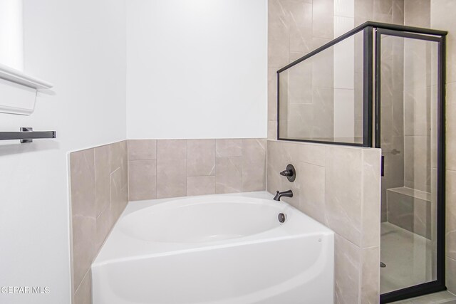 bathroom with plus walk in shower