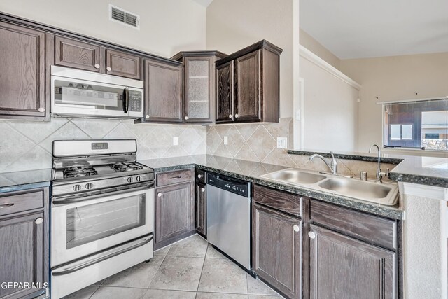 kitchen featuring appliances with stainless steel finishes, sink, and backsplash