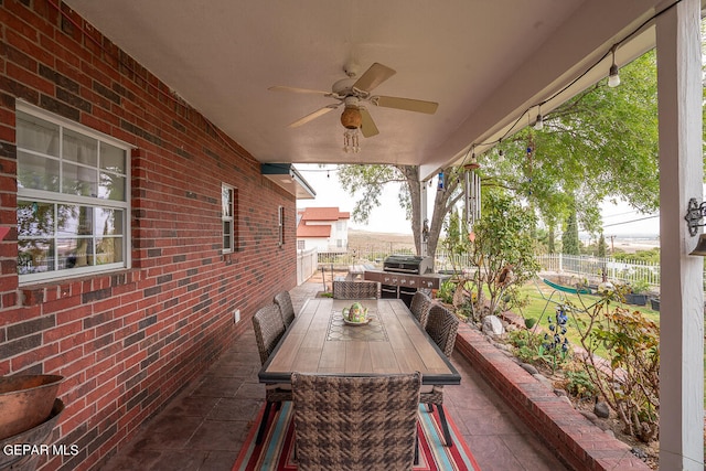 view of patio / terrace with ceiling fan