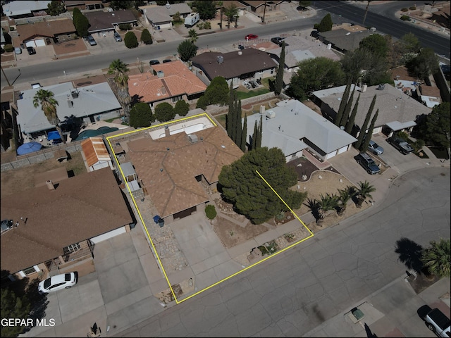 aerial view with a residential view