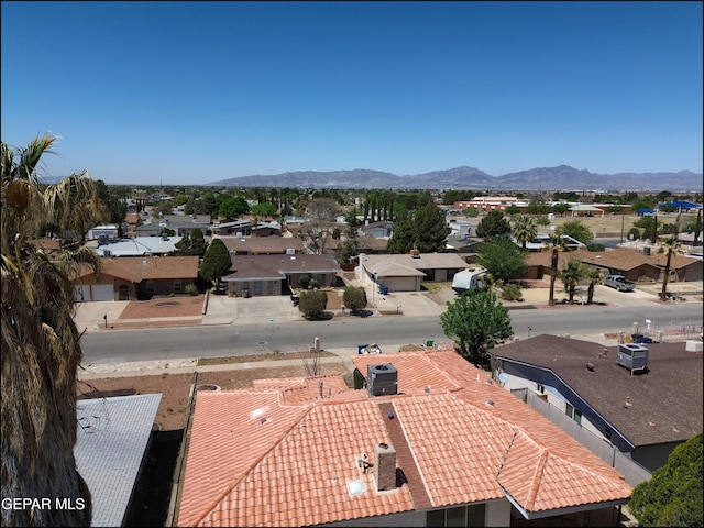 bird's eye view with a mountain view and a residential view