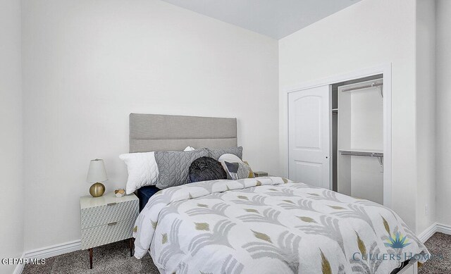 carpeted bedroom with a closet