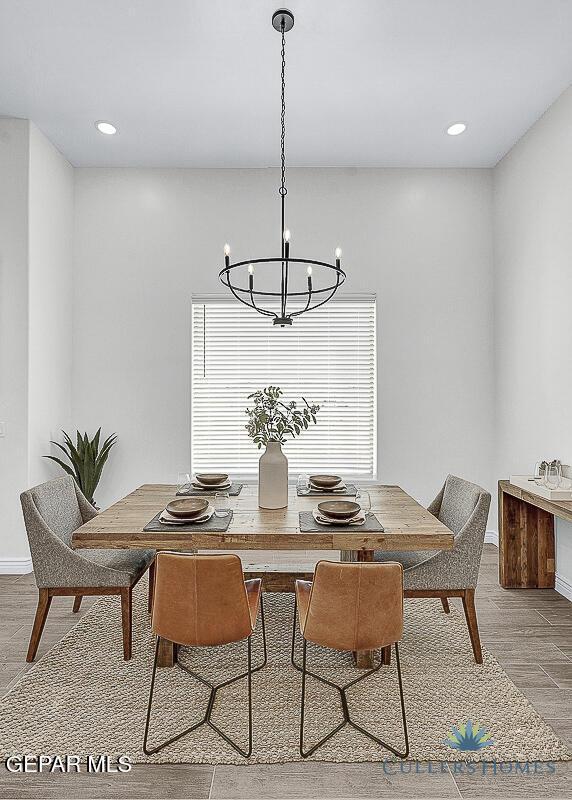 dining room featuring an inviting chandelier