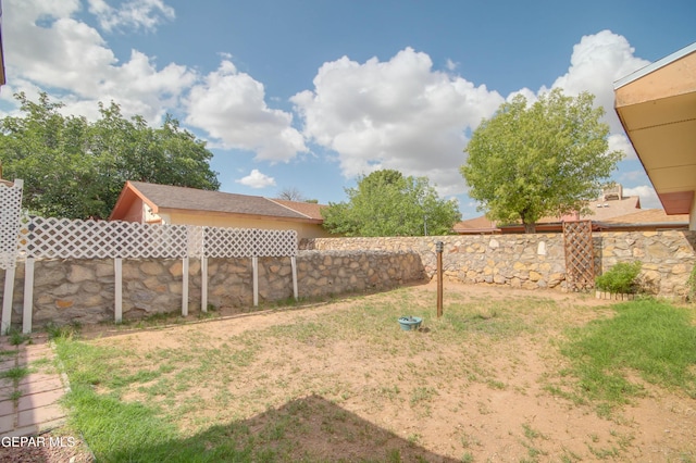 view of yard featuring a fenced backyard