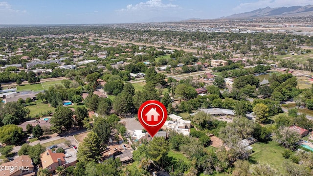 birds eye view of property with a residential view and a mountain view