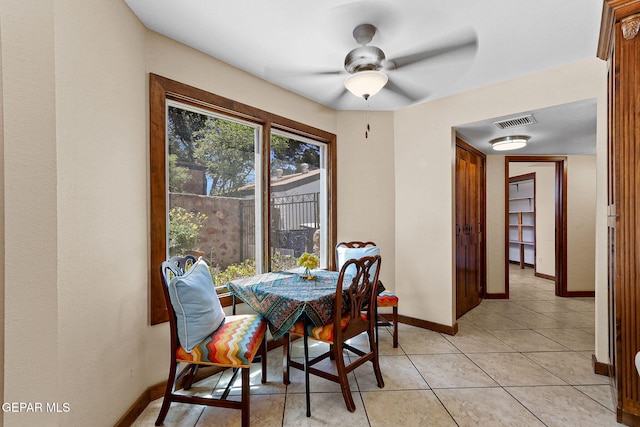 630 Gary Ln, El Paso, TX 79922 - dining space featuring baseboards, a ceiling fan, and light tile patterned floors
