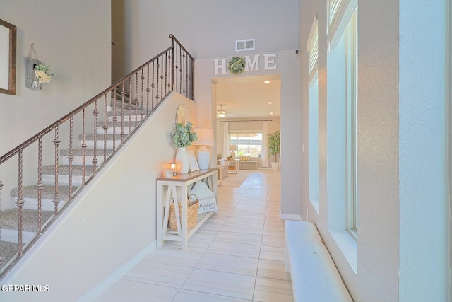 interior space featuring light tile patterned floors